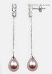 7-8mm lavender cultured pearl drop earring buying in bulk, 925 silver