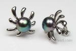 7-8mm black freshwater stud earrings of bulk discount, sterling silver