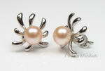 7-8mm fresh water pink pearl stud earrings on sale, 925 silver