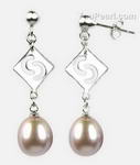 7-8mm lavender cultured pearl drop earring buy bulk, 925 silver