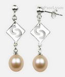 7-8mm pink pearl drop earrings, cultured pearl factory direct sale