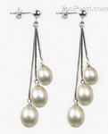 7-8mm white cultured pearl drop earrings on sale, sterling silver