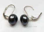 8-9mm fresh water black pearl leverback earrings on sale, sterling silver