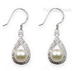 Freshwater pearl bridal earrings wholesale, sterling silver, 7-8mm