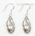 Sterling silver helix cage white pearl earrings onsale, 8-9mm