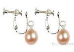 Sterling silver pink freshwater pearl screw clip on earrings, 7-8mm