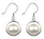 Freshwater pearl dangle earrings sale online, sterling silver, 10-11mm