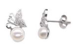 Sterling 925 silver freshwater pearl stud earrings bulk sale, 7-8mm