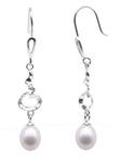 925 sterling silver freshwater pearl dangle earrings on sale, 7-8mm