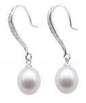 Freshwater pearl drop bridal earrings bulk sale, sterling silver, 7-8mm