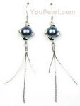 9-10mm black freshwater pearl earrings of sterling silver wholesale