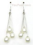 7-8mm white freshwater pearl dangling earrings of sterling silver wholesale