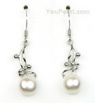 8-9mm white freshwater pearl dangle earrings of sterling silver wholesale