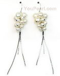 4-8mm white freshwater pearl grape earrings of sterling silver wholesale