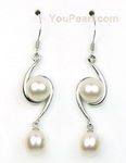8-9mm white freshwater pearl dangling earrings of sterling silver wholesale