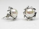 8-9mm white freshwater pearl earrings silver studs wholesale