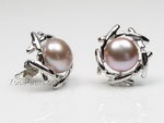 8-8.5mm lavender freshwater pearl stud earrings, 925 silver wholesale