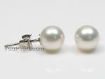 6-6.5mm white round freshwater pearl 925 silver stud earrings, AA+