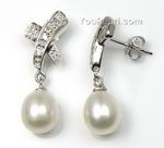 7-8mm white rice freshwater pearl dangle earrings wholesale