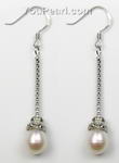 7-8mm 925 silver tear-drop freshwater pearl dangle earrings on sale