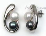 7-8mm white n black freshwater pearl 925 silver earrings studs online sale