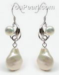 13-14mm sterling silver white teardrop freshwater pearl earrings on sale