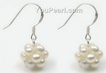 4-5mm white ball 925 silver fresh water pearl earrings wholesale