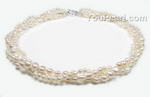 Fresh water white three row twisted necklace discount sale