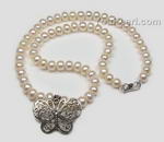 Butterfly pearl necklace on sale, 7-8mm, 925 silver