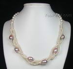 Twisted cultured fresh water pearl necklace bulk sale