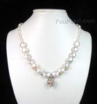 Natural color coin pearl with cage pendant necklace discounted sale