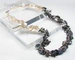 Black n white Keishi pearl necklace bulk sale, sterling silver
