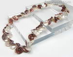 Coffee n white Keshi petal pearl sterling silver chain necklace wholesale