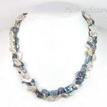 Black n white Keshi petal pearl sterling silver chain necklace on sale