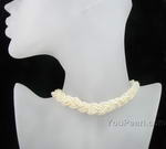 Six strand white potato pearl choker necklace wholesale, 3-4mm