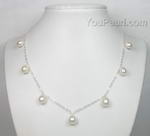 White pearl sterling silver chain necklace on sale, 7-8mm