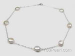 Sterling tin cup, 11-13mm white coin fresh water pearl necklace on sale
