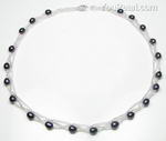 Black cultured twisted pearl necklace jewelry supplies, 6-7mm
