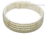 Striking 4 rows freshwater pearl collar necklace on sale, gold link