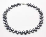 Black freshwater button pearl necklace for sale, 6-6.5mm