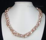 Triple strand lavender Keishi pearl twisted necklace factory direct buy