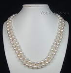 Double strand white rice pearl necklace discount sale, AAA 7.5-8.5mm