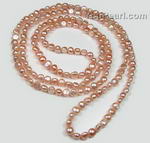Pink nugget freshwater pearl in opera length for sale, 7-8mm, AA