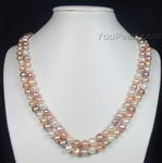 Multicolor freshwater nugget pearl necklace at discount price, AAA 7-8mm