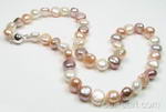 Multicolor plump baroque pearl necklace on sale, 9-10mm