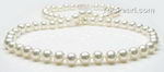 White near round cultured freshwater pearl necklace wholesale, AAA 6.5-7mm