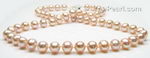 Pink potato shape cultured freshwater pearl necklace wholesale, 7-8mm