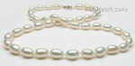 White rice shape cultured freshwater pearl necklace wholesale, 6-7mm