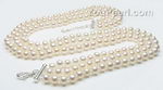White near round triple strand freshwater pearl necklace, AAA 6.5-7mm