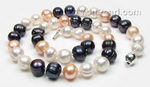 Multicolor baroque freshwater pearl necklace wholesale, 10-11mm
